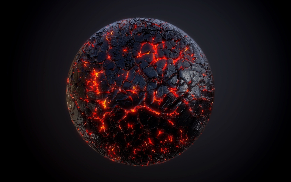 Download Enter the Dark and Fiery World of a 3D Lava Planet with HD Wallpaper wallpaper