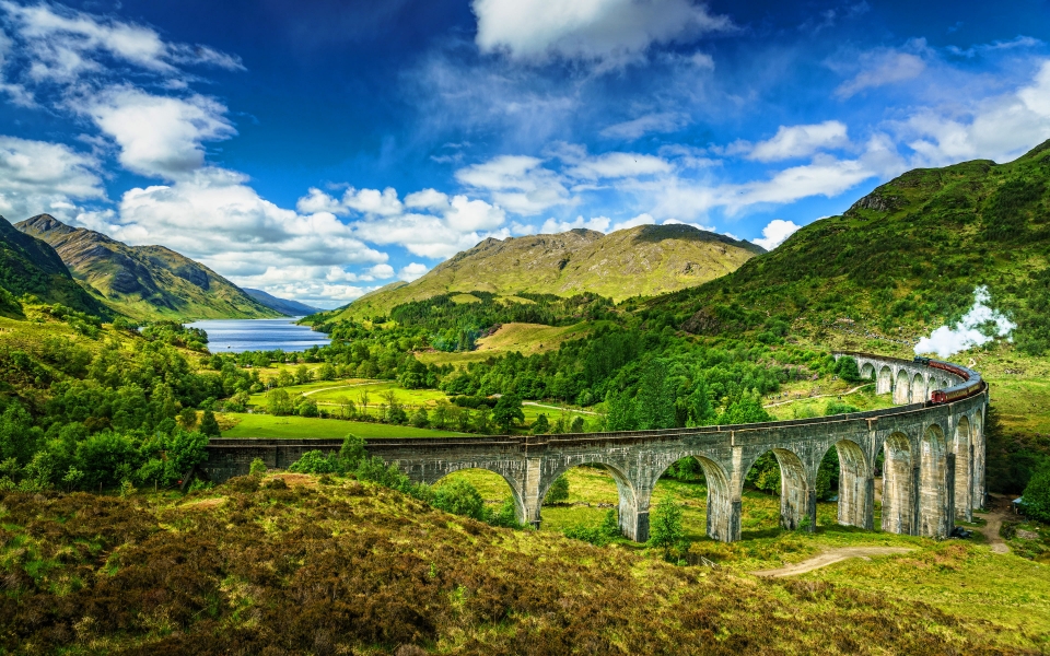 Download Glenfinnan Viaduct in Summer Majestic Beauty of Scotland HD Wallpaper wallpaper