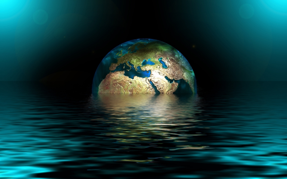 Download Globe in Water 3D Art Earth Creative HD Wallpaper wallpaper
