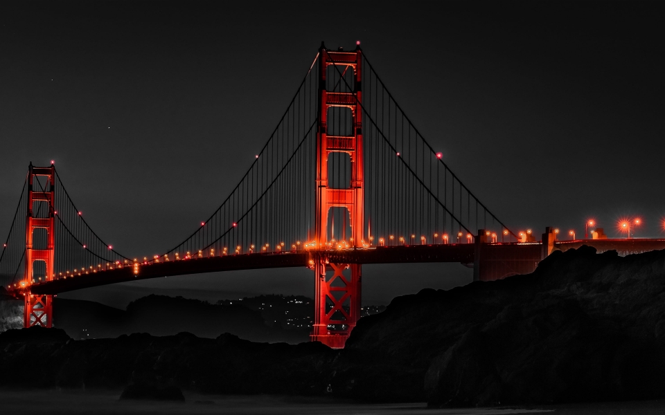 Download Golden Gate Bridge Iconic Red Marvel Illuminating San Francisco's Nightscapes HD Wallpaper wallpaper