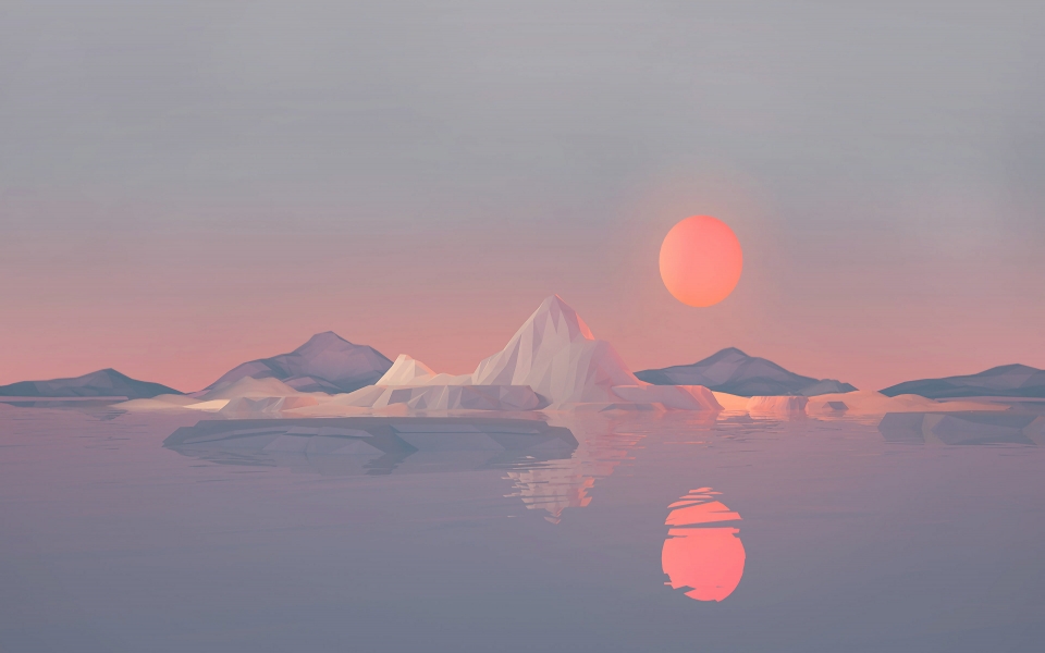 Download Iceberg Minimalist Low-Poly Artwork HD Wallpaper wallpaper