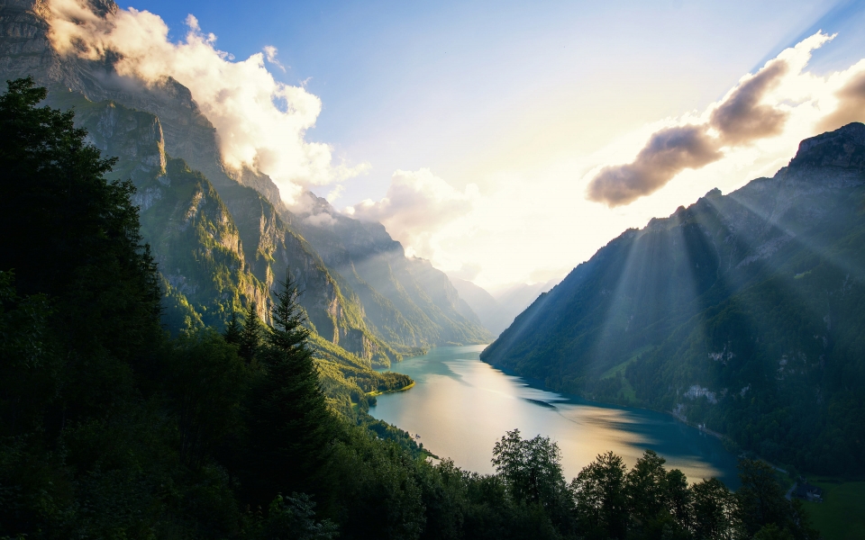 Download Klontalersee Lake in Switzerland Nature Photography HD Wallpaper wallpaper