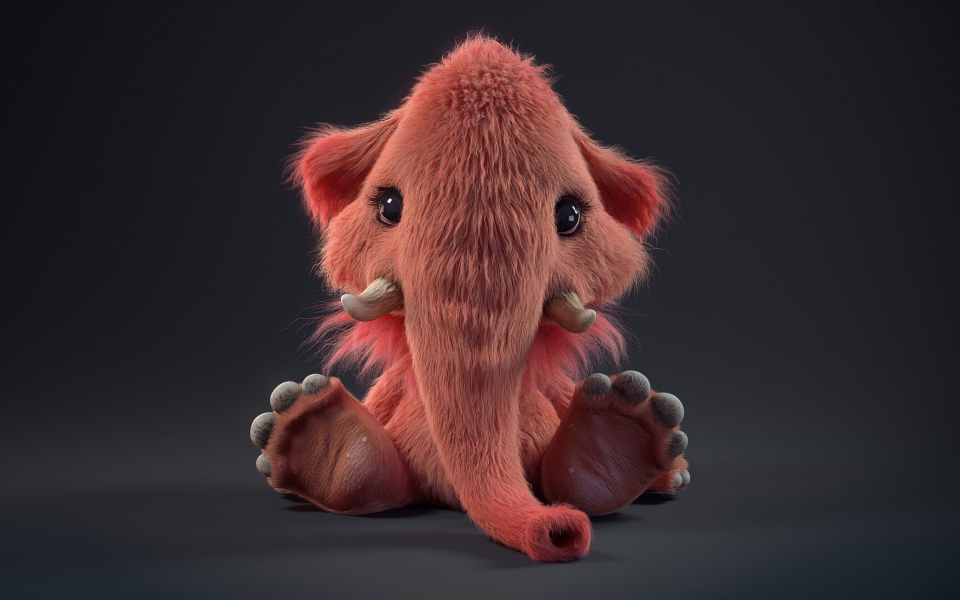 Download Pink Elephant 3D Art Little Mammoth HD Wallpaper wallpaper