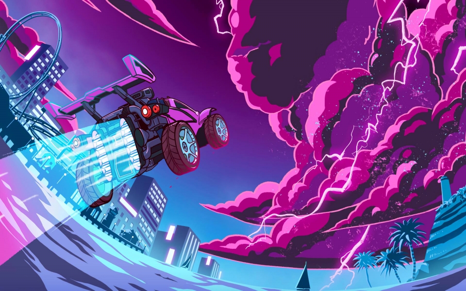 Download Rocket League Purple Pink Sky Background Games HD Wallpaper wallpaper