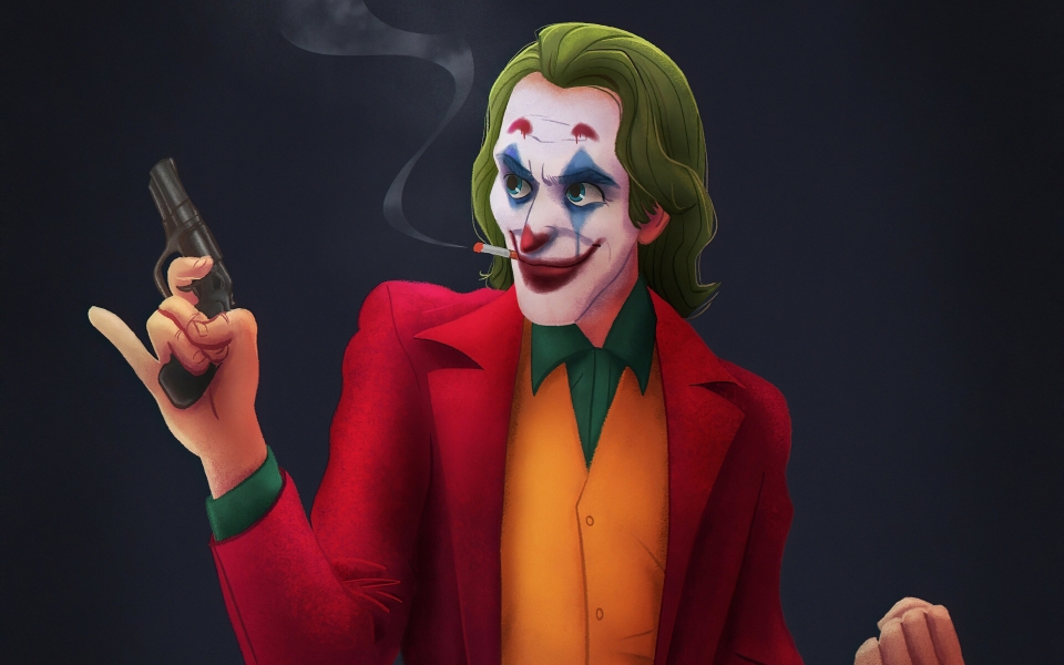 Download The Joker with Gun Iconic Super-Villain HD Wallpaper wallpaper