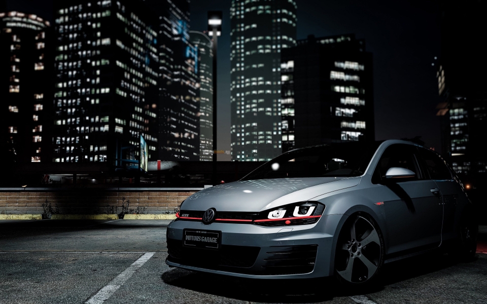 Download Tuned Volkswagen Golf GTI MK7A Nighttime Showcase of Power and Style wallpaper