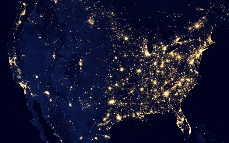 Download USA Night View from Space City Lights HD Wallpaper wallpaper