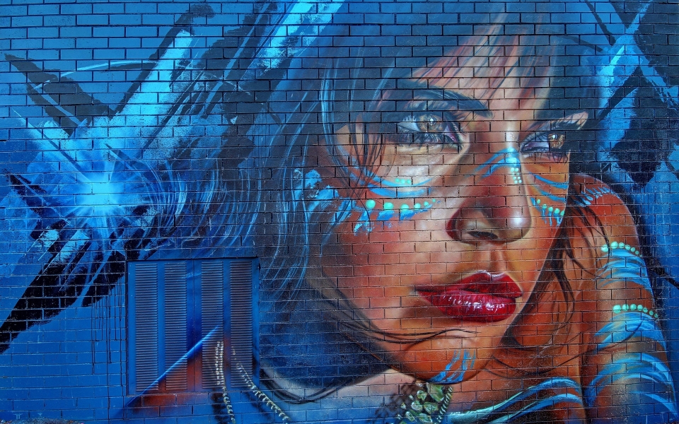 Download Artistic Fusion HD Wallpapers Uniting Graffiti Girls and Textured Walls wallpaper