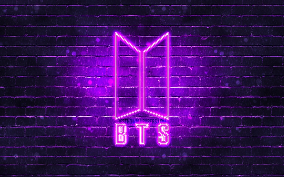 Download BTS Violet Logo Bangtan Boys in Neon Brilliance HD Wallpaper wallpaper