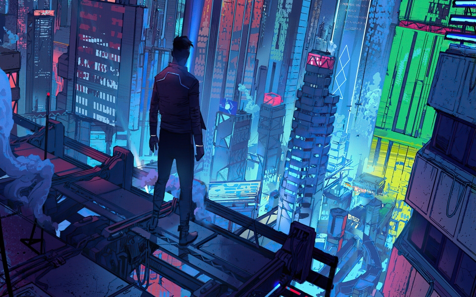 Download City of Neon Dreams Cyberpunk Artwork HD Wallpaper wallpaper