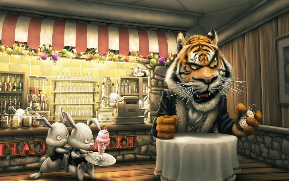 Download Fierce and Furious Angry Tiger Cartoon HD Wallpaper wallpaper
