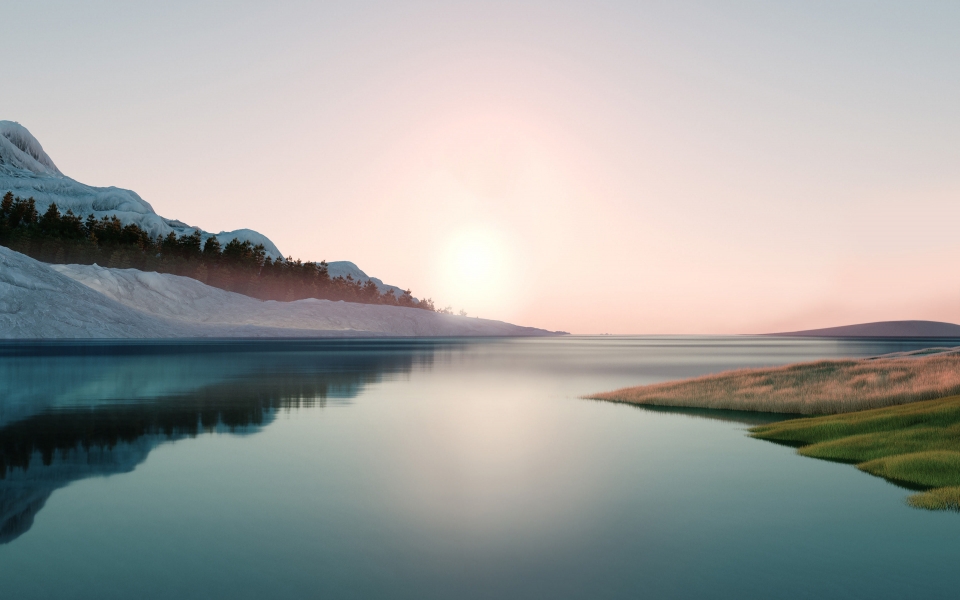 Download Landscape River Sun Windows 11 HD Wallpaper wallpaper
