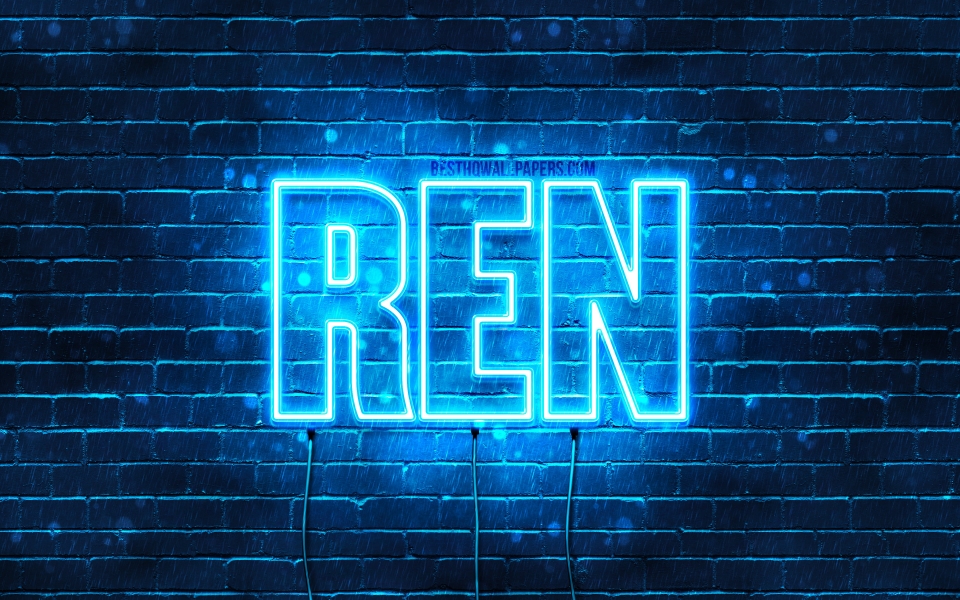 Download Luminous Celebrations Happy Birthday Ren in Blue Neon Lights HD Wallpaper wallpaper
