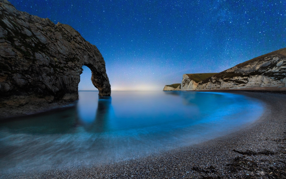 Download Majestic Night at Durdle Door Coastal Cliffs of Dorset England HD Wallpaper wallpaper