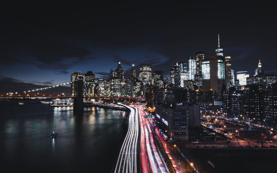 Download Manhattan Nights Brooklyn Bridge in New York City HD Wallpaper wallpaper