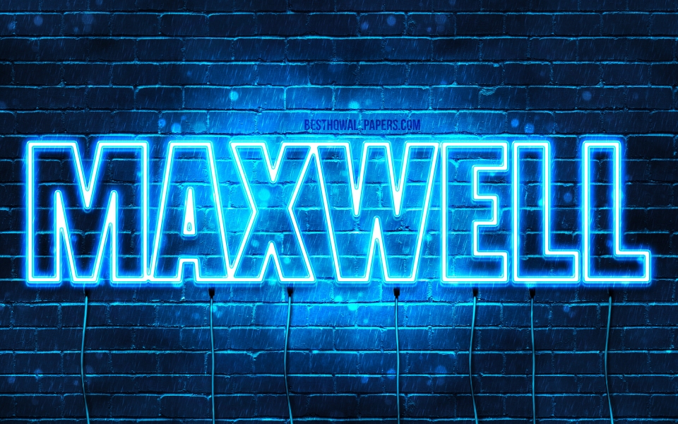 Download Maxwell Name in Blue Neon Lights Horizontal Text HD Wallpaper wallpaper