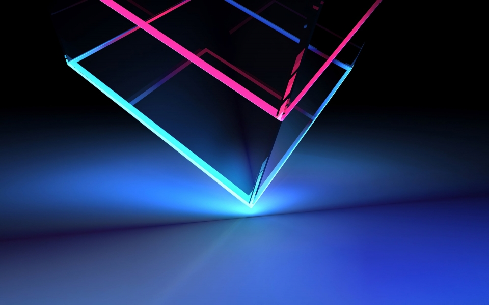 Download Neon Cube Abstract Shapes HD Wallpaper wallpaper