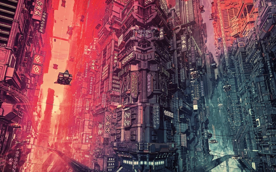 Download Neon Horizons A Cyberpunk Cityscape of Futuristic Splendor wallpaper