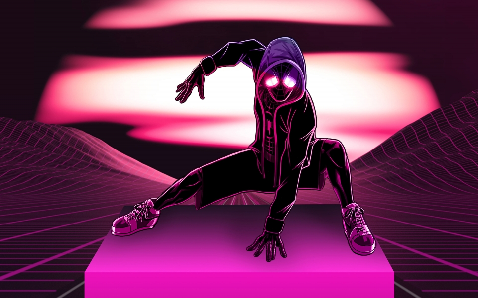 Download Neon Spider Man Embrace the Vibrant Web Slinging Hero wallpaper