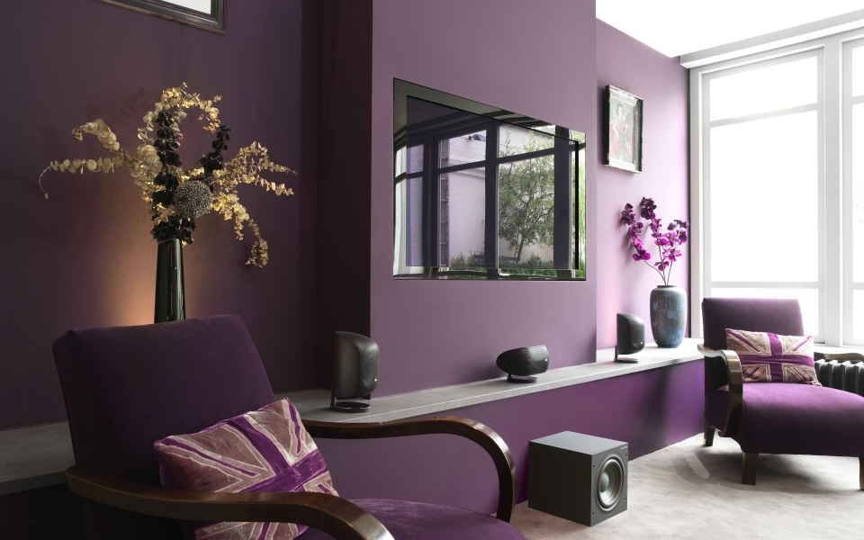 Download Purple Room Modern Living Space in a Stylish Apartment HD Walpaper wallpaper