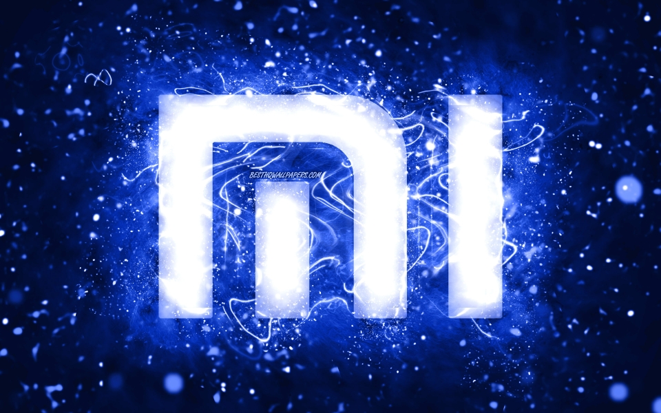 Download Radiant Innovation Xiaomi Logo with Dark Blue Neon Lights HD Wallpaper wallpaper