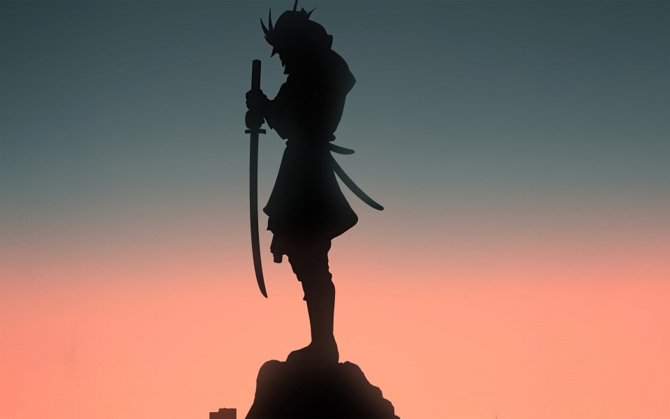 Download Samurai Ninja with Sword A Stunning Digital Artwork in HD Silhouette wallpaper