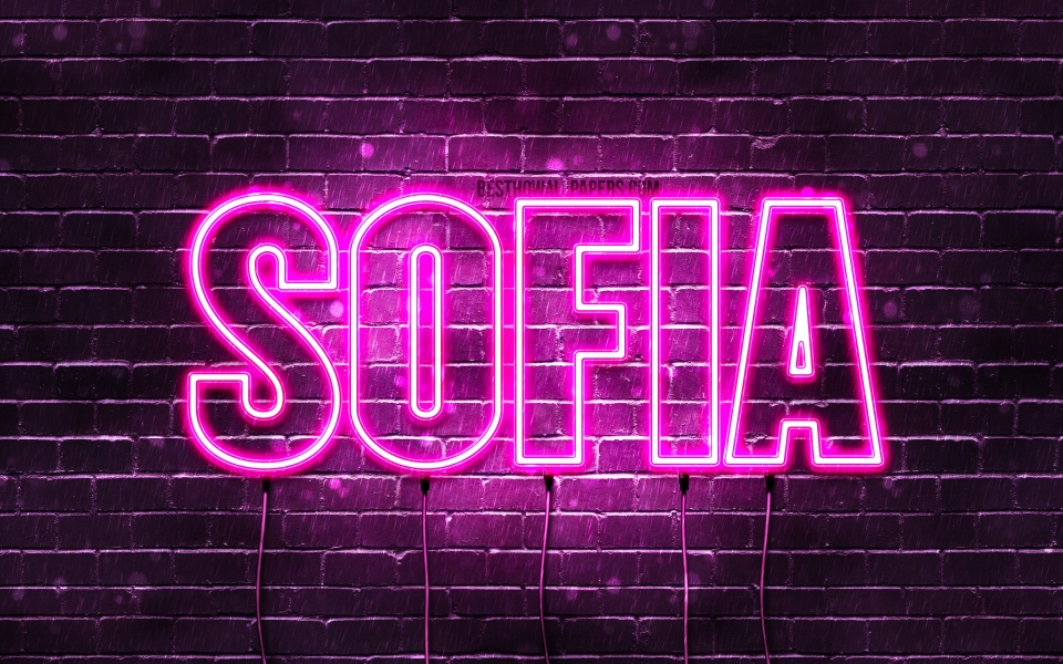Download Sofia Name in Purple Neon Lights HD Wallpaper with Female Names wallpaper