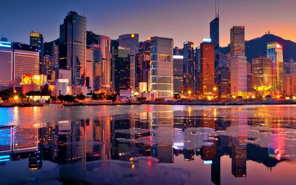 Download The Skyline of Hong Kong Skyscrapers in HD Wallpaper wallpaper