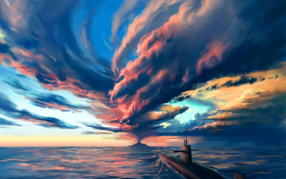 Download Volcano Storm digital Artwork HD Wallpaper wallpaper
