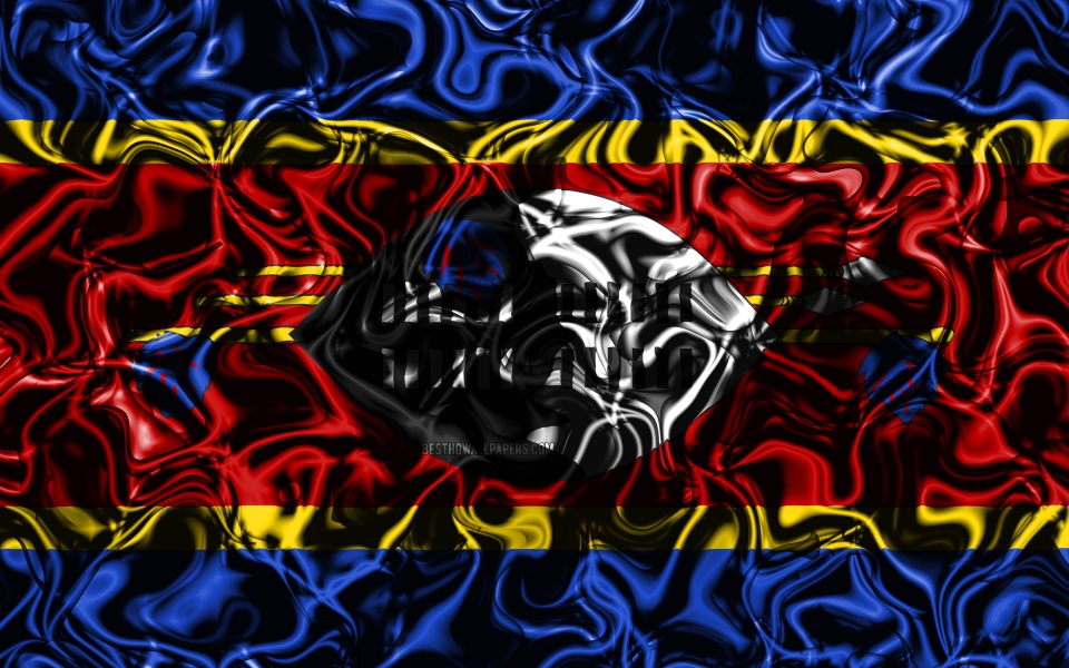 Download Abstract Smoke Eswatini Flag in 3D Art HD Wallpaper wallpaper