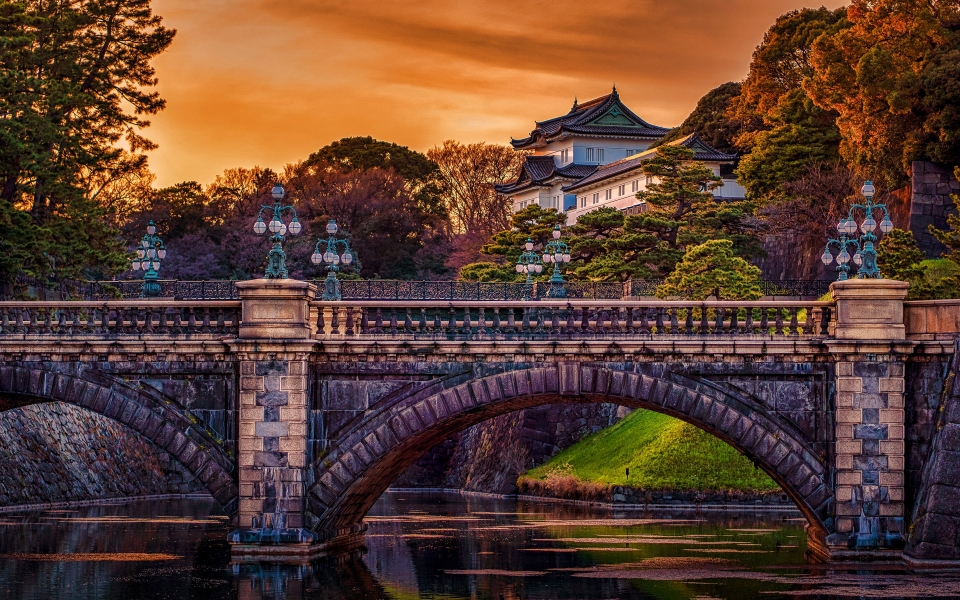 Download Autumn Splendo Edo Castle Tokyo Imperial Palace HD Wallpaper wallpaper