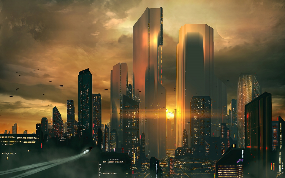 Download Cityscapes of Tomorrow Silhouettes of Future City HD Wallpaper wallpaper