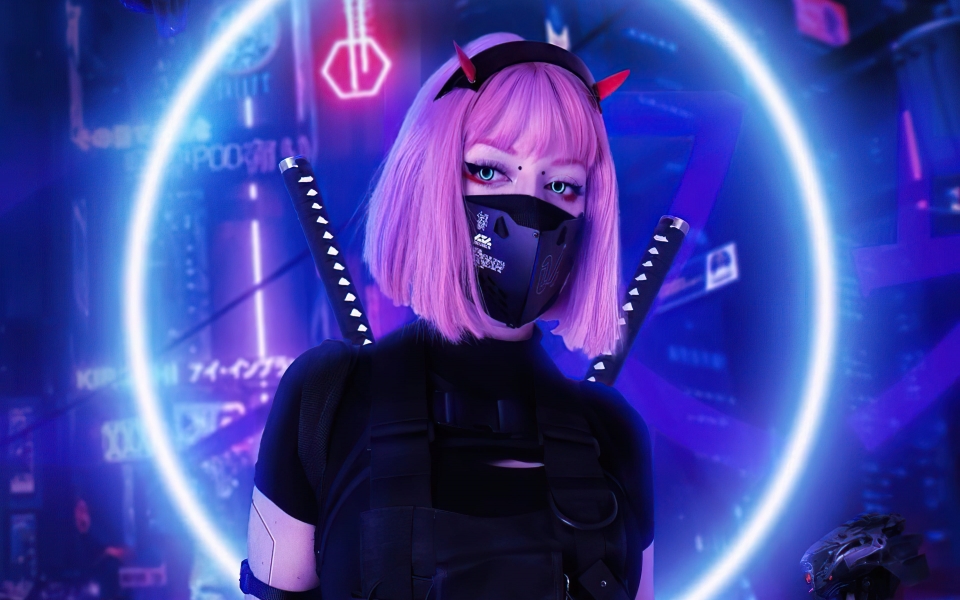 Download Cyber Genetic Girl Neon Cyberpunk HD Wallpaper wallpaper