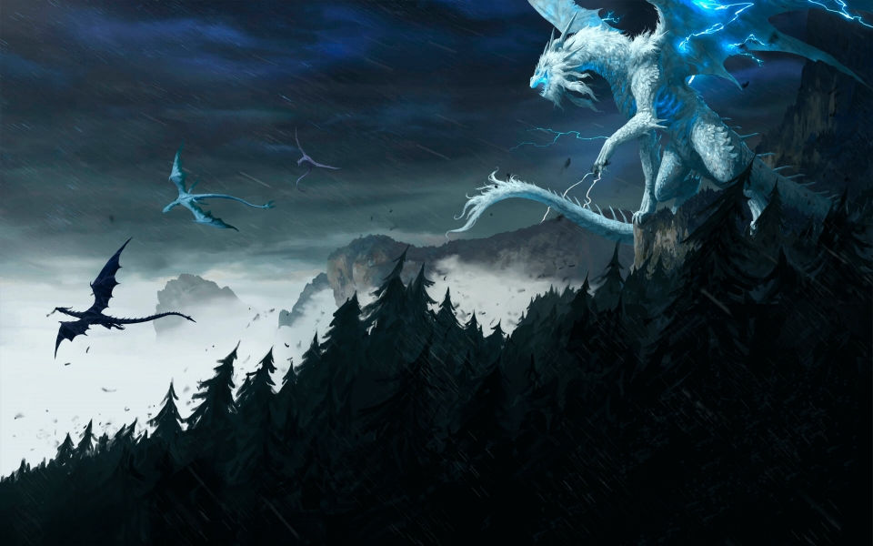Download Enchanting White Dragon Art HD Wallpaper wallpaper