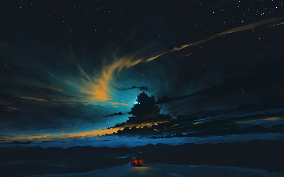 Download Journey of Night Captivating Digital Art HD Wallpaper wallpaper