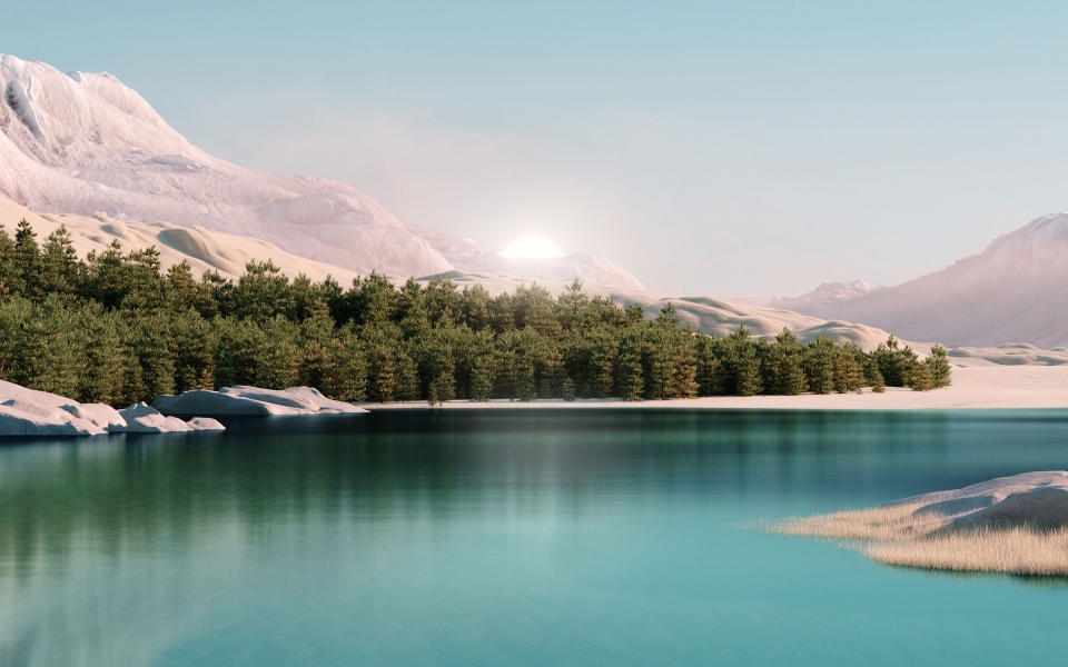 Download Landscape River Nature Windows 11 Sunrise HD Wallpaper wallpaper