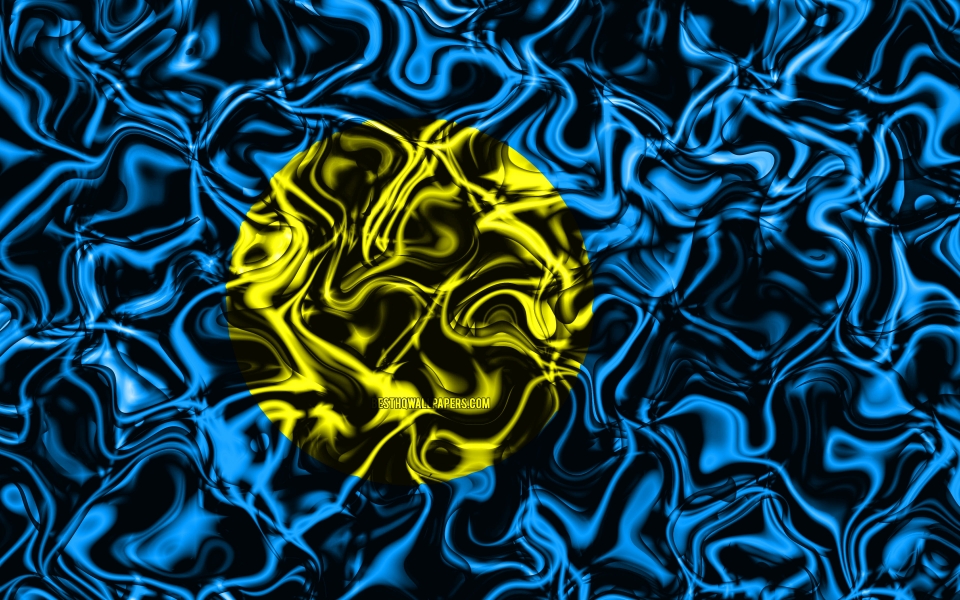 Download Palau Flag in Abstract Smoke Creative 3D Art HD Wallpaper wallpaper