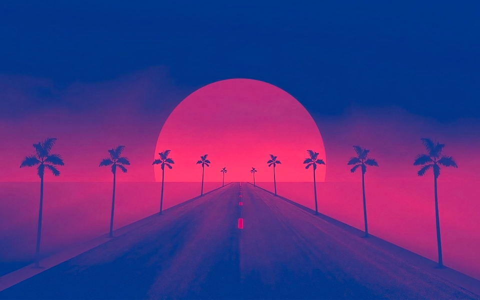 Download Sunset Serenity Abstract Sunset Road HD 4K Wallpaper wallpaper