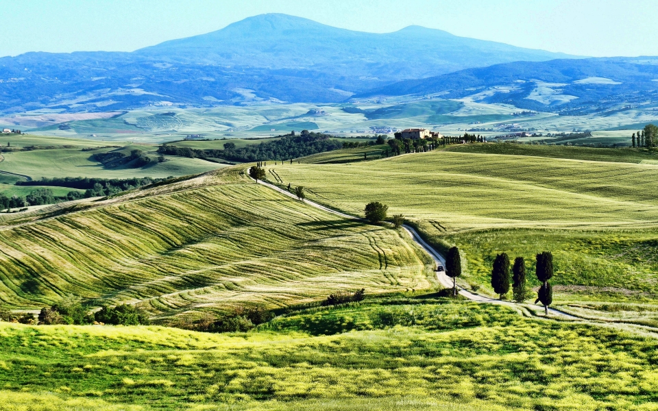 Download Tuscany Serenity Wheat Fields and Hills of Pienza Italy HD Wallpaper wallpaper