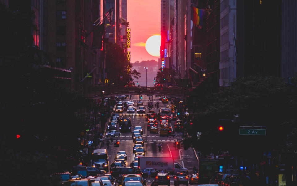 Download New York City Sunset Skyscrapers HD 4K 5K 6K 7K 2025 Wallpaper wallpaper