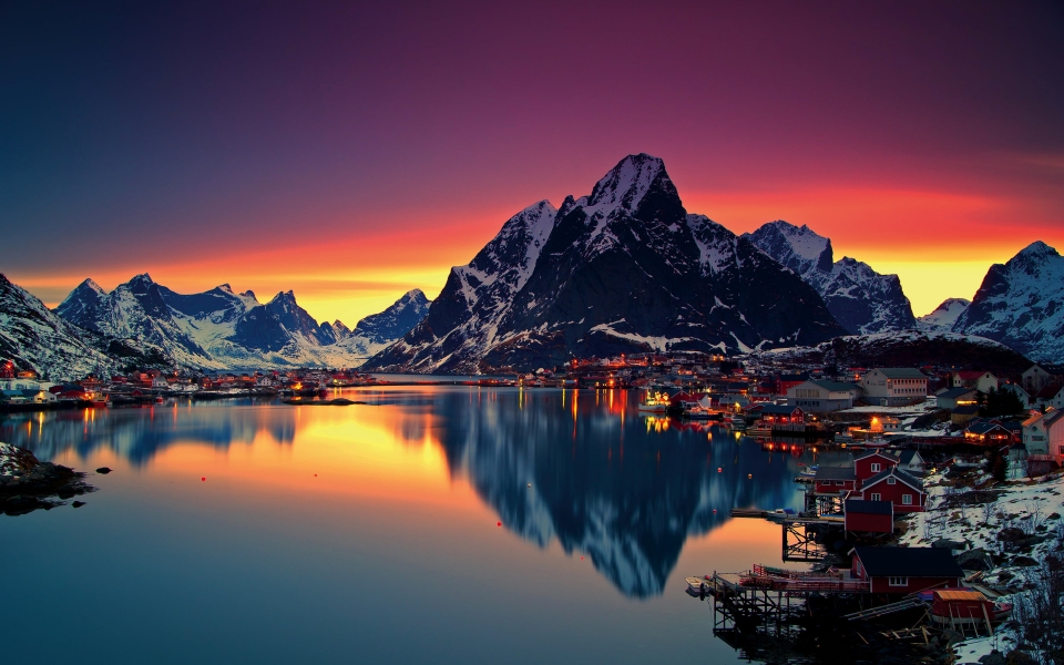 Download Norway Winter Sunrise Wallpaper Lofoten Islands wallpaper