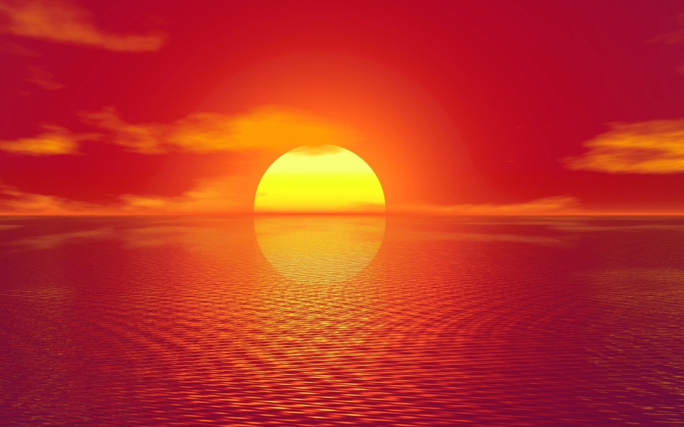 Download Ocean Sunset Brilliant Sun over the Sea HD Wallpaper wallpaper