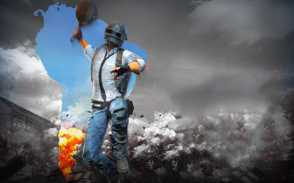 Download PUBG Helmet Man With Pan Intense Gaming Moment HD Wallpaper wallpaper