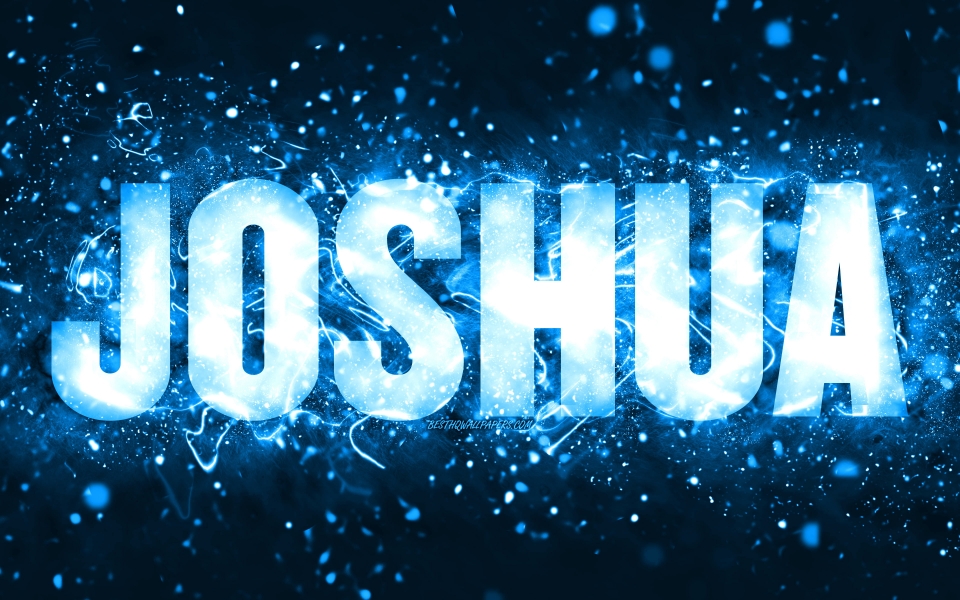 Download Radiant Celebrations Joshua's Name Illuminated in Blue Neon Lights wallpaper