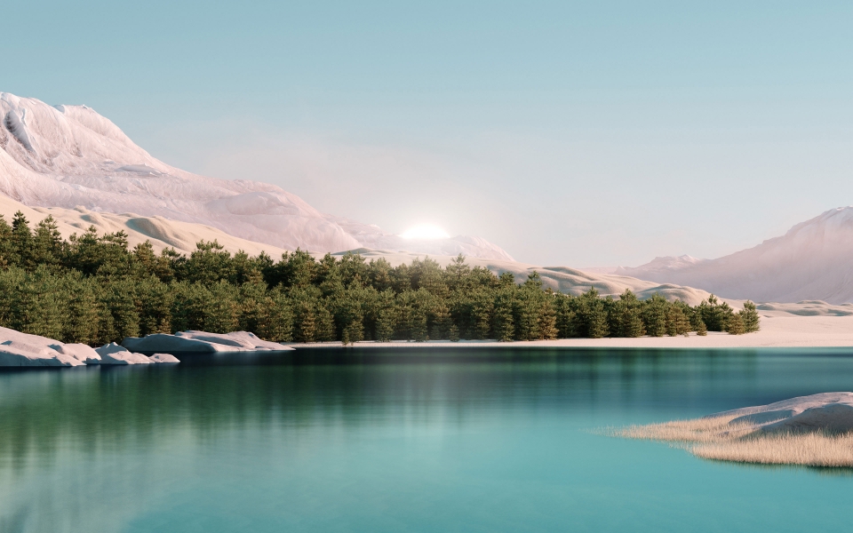 Download Riverside Sunrise on Earth Windows 11 Landscape HD 4K 5K 6K 7K 8K Wallpaper wallpaper