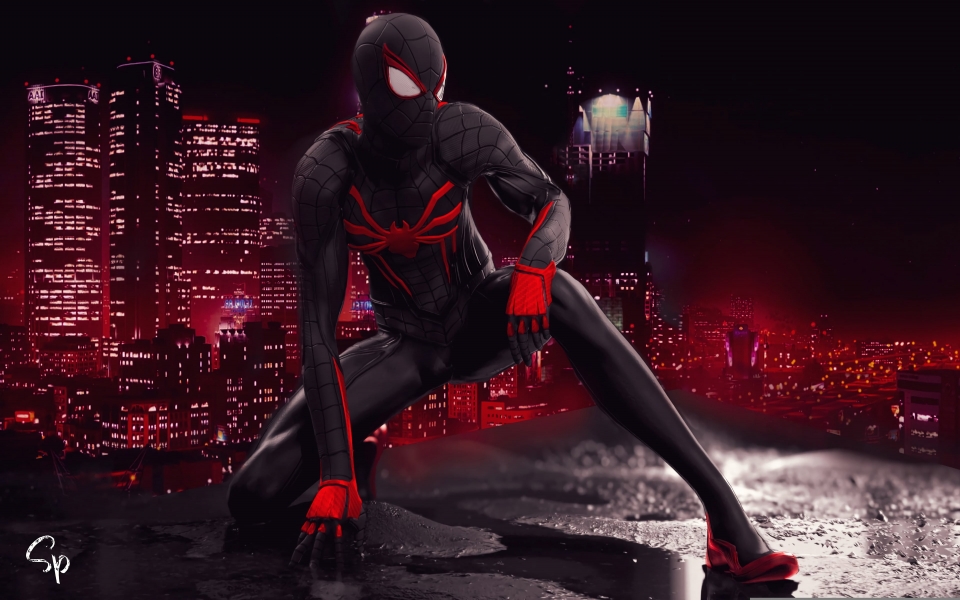 Download Spectacular Spider Man Red and Black Suit 4K 5K 6K HD Wallpaper wallpaper