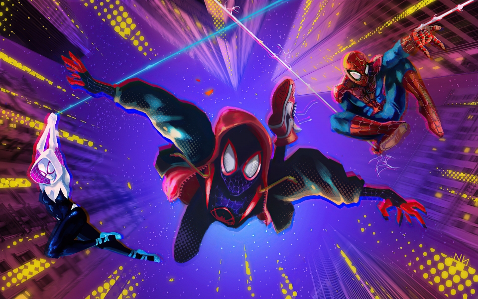 Download The Amazing Spider Verse Gwen Stacy and Miles Morales HD Wallpaper wallpaper