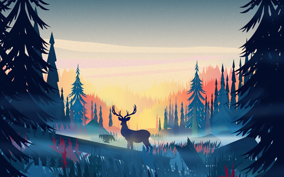 Download Reindeer Minimal Forest in HD 2025 4K 5K Wallpaper wallpaper