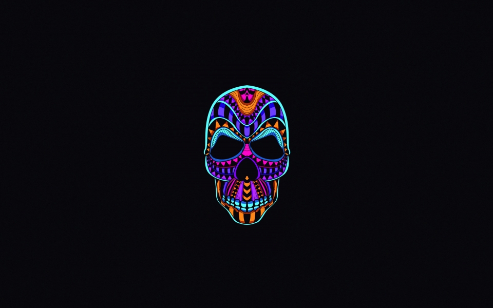 Download Vibrant Neon Minimalist Skull HD Wallpaper wallpaper