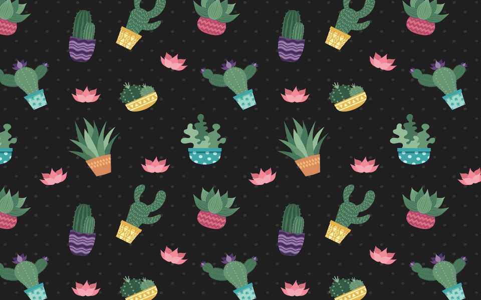 Download Cacti and Flowers Pattern 2025 HD Wallpaper wallpaper